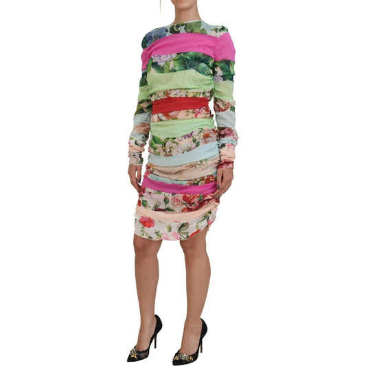 Dolce & Gabbana Floral Sheath Bodycon Silk Dress Dolce & Gabbana Rosy Brown