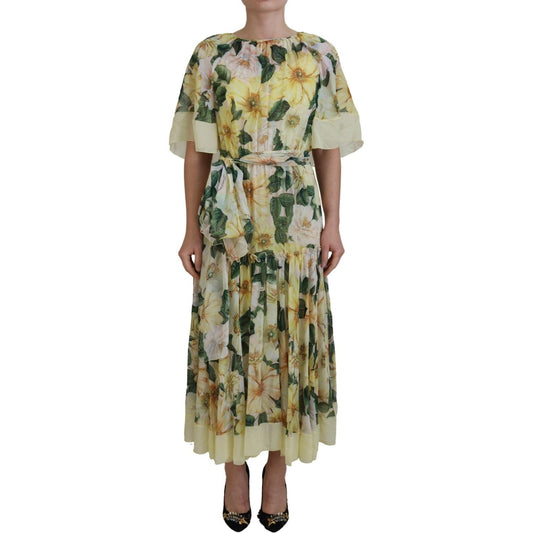 Dolce & Gabbana Elegant Silk Floral Maxi Dress Dolce & Gabbana Rosy Brown