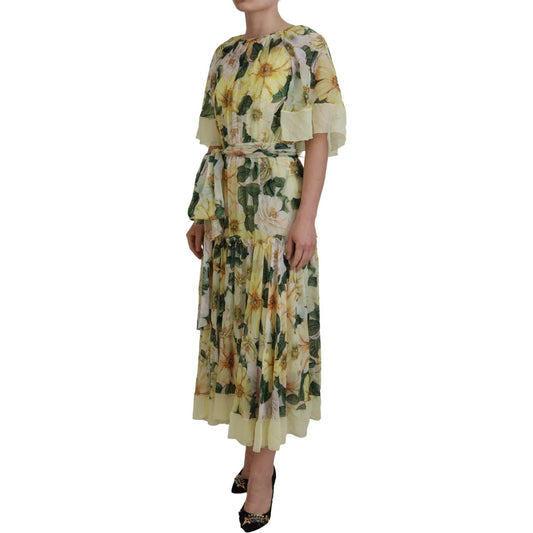 Dolce & Gabbana Elegant Silk Floral Maxi Dress Dolce & Gabbana Rosy Brown