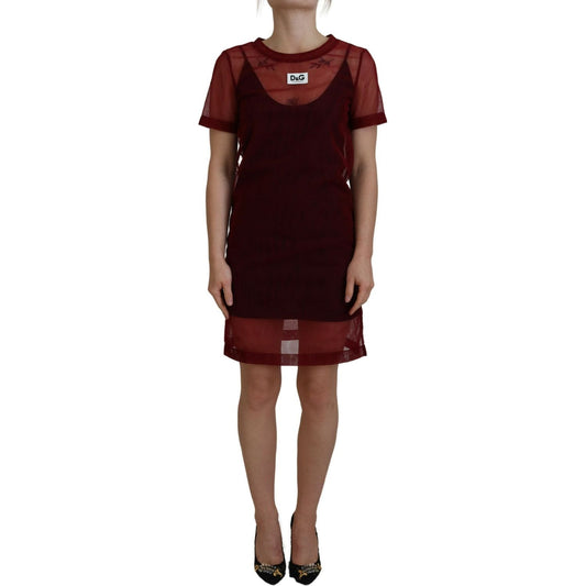 Dolce & Gabbana Maroon Mini Shift Dress - Italian Elegance Dolce & Gabbana Black