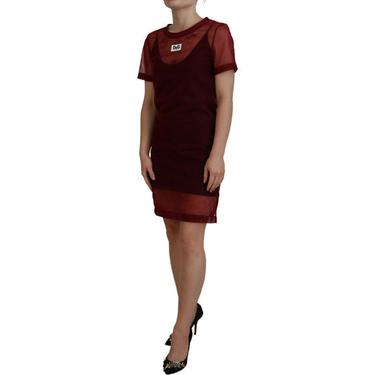 Dolce & Gabbana Maroon Mini Shift Dress - Italian Elegance Dolce & Gabbana Black