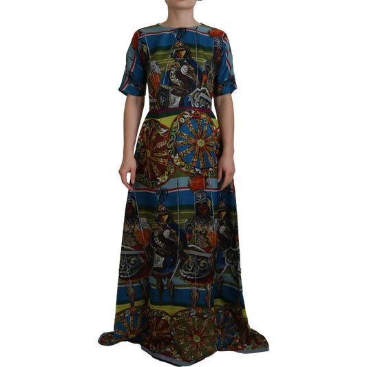 Dolce & Gabbana Sicilian Elegance Long Silk Dress Dolce & Gabbana Black