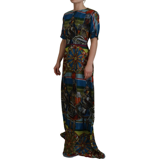 Dolce & Gabbana Sicilian Elegance Long Silk Dress Dolce & Gabbana Black