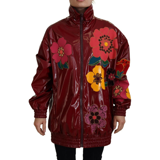 Dolce & Gabbana Maroon Floral Luxe Jacket Dolce & Gabbana Black