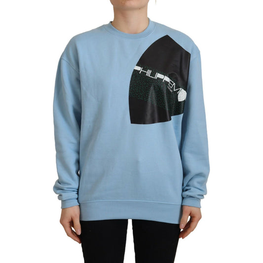 Philippe Model Elegant Light Blue Cotton Pullover Sweater Philippe Model Dark Gray