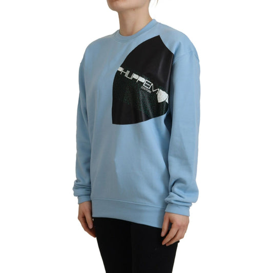 Philippe Model Elegant Light Blue Cotton Pullover Sweater Philippe Model Light Slate Gray