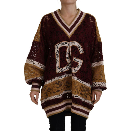 Dolce & Gabbana Multicolor V-Neck Pullover Sweater Dolce & Gabbana Black