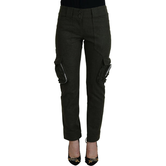 Ermanno Scervino Elegant Tapered Green Wool-Blend Pants Ermanno Scervino Black