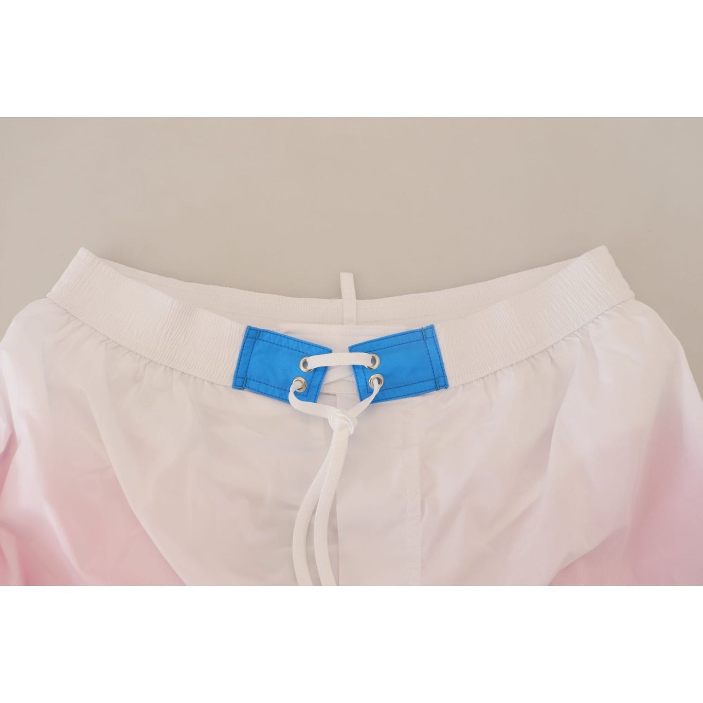 Dsquared² White Pink Logo Print Men Beachwear Shorts Swimwear