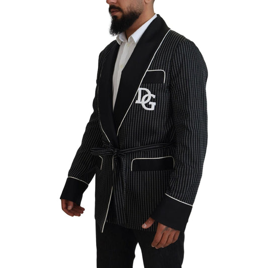 Dolce & Gabbana Elegant Silk-Lined Robe Jacket Dolce & Gabbana Black