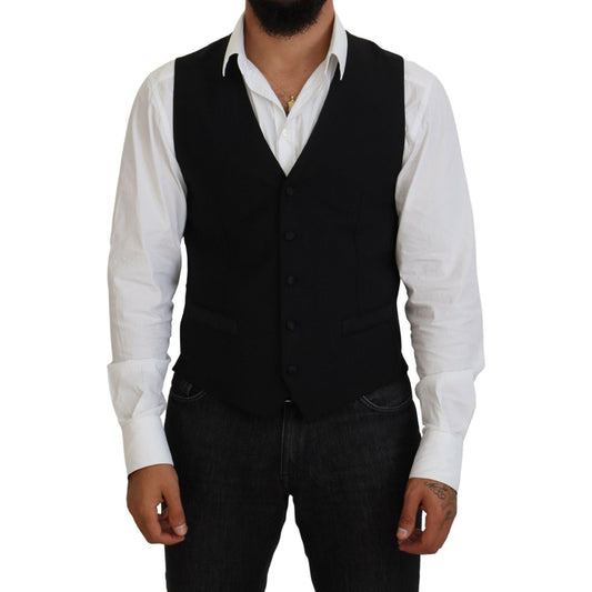 Dolce & Gabbana Elegant Black Formal Dress Vest Dolce & Gabbana Black
