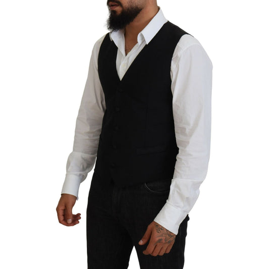 Dolce & Gabbana Elegant Black Formal Dress Vest Dolce & Gabbana Gray