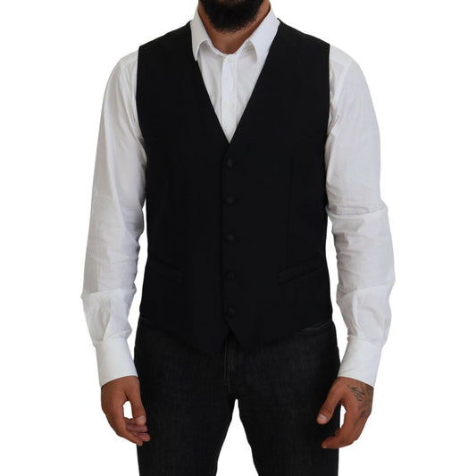 Dolce & Gabbana Elegant Single Breasted Formal Vest Dolce & Gabbana Black