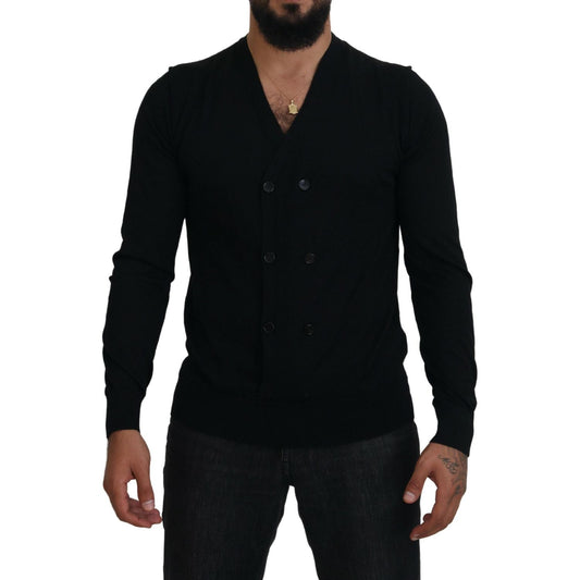 Dolce & Gabbana Elegant Black Cashmere Cardigan Sweater Dolce & Gabbana Black