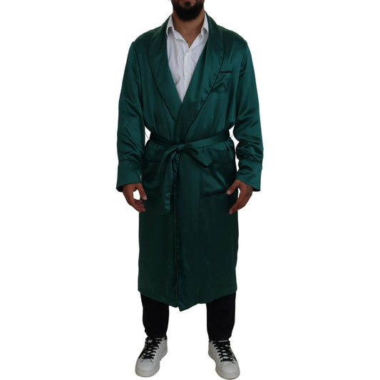 Dolce & Gabbana Elegant Silk Robe in Lush Green Dolce & Gabbana Black