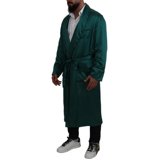 Dolce & Gabbana Elegant Silk Robe in Lush Green Dolce & Gabbana Black