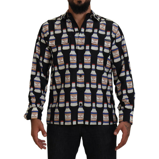 Dolce & Gabbana Elegant Silk Casual Long Sleeve Shirt Dolce & Gabbana Dark Gray