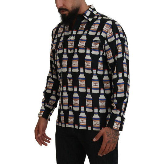 Dolce & Gabbana Elegant Silk Casual Long Sleeve Shirt Dolce & Gabbana Dark Gray