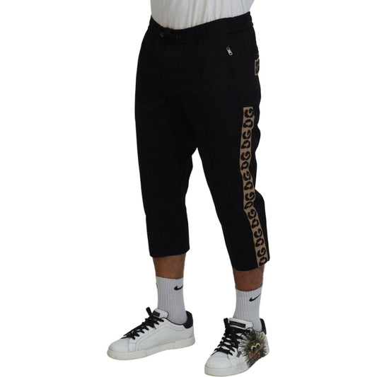 Dolce & Gabbana Elegant Leopard Print Cropped Pants Dolce & Gabbana Dark Gray