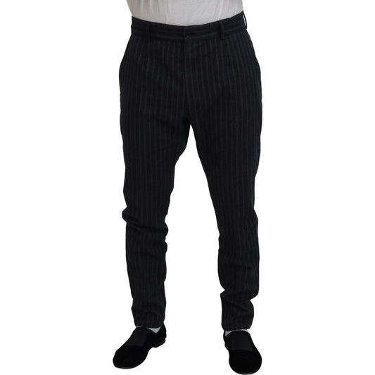 Dolce & Gabbana Elegant Striped Chino Dress Pants Dolce & Gabbana Black