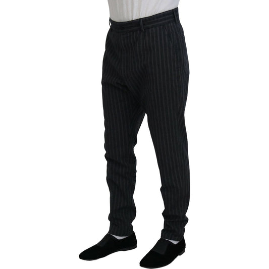 Dolce & Gabbana Elegant Striped Chino Dress Pants Dolce & Gabbana Black