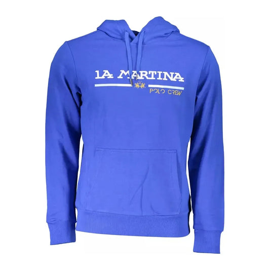 La Martina Chic Blue Embroidered Hooded Sweatshirt La Martina Royal Blue