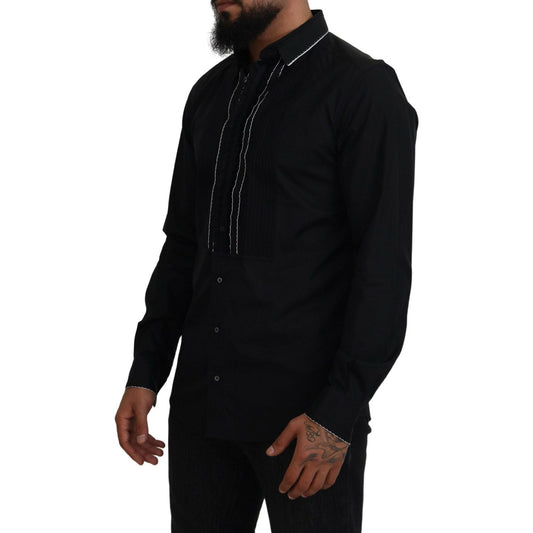 Dolce & Gabbana Elegant Slim Fit Tuxedo Dress Shirt Dolce & Gabbana Black