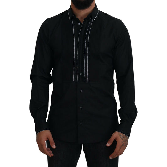 Dolce & Gabbana Elegant Slim Fit Tuxedo Dress Shirt Dolce & Gabbana Black