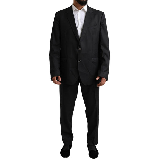 Dolce & Gabbana Elegant Black Virgin Wool Martini Suit Dolce & Gabbana Black