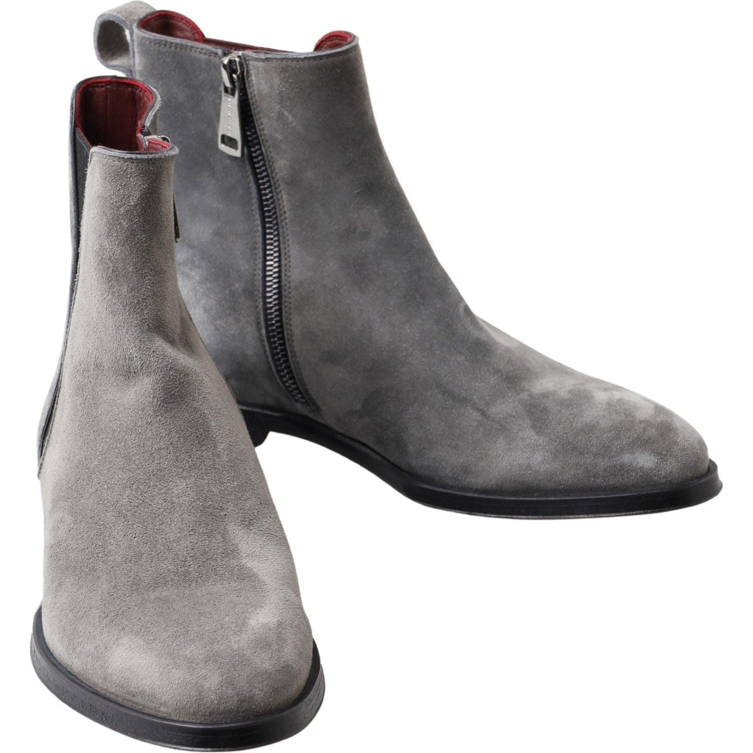 Dolce & Gabbana Gray Leather Men Ankle Boots Shoes