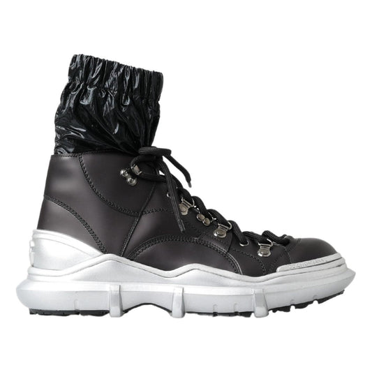 Dolce & Gabbana Black Nylon Galileo High Top Sneakers Shoes