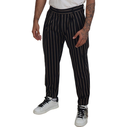 Dolce & Gabbana Elegant Striped Chino Tapered Pants Dolce & Gabbana Gray