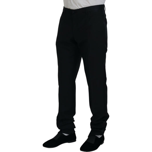 Dolce & Gabbana Elegant Slim Fit Black Dress Trousers Dolce & Gabbana Black