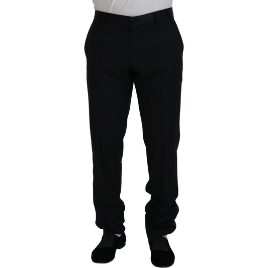 Dolce & Gabbana Elegant Slim Fit Black Dress Trousers Dolce & Gabbana Black