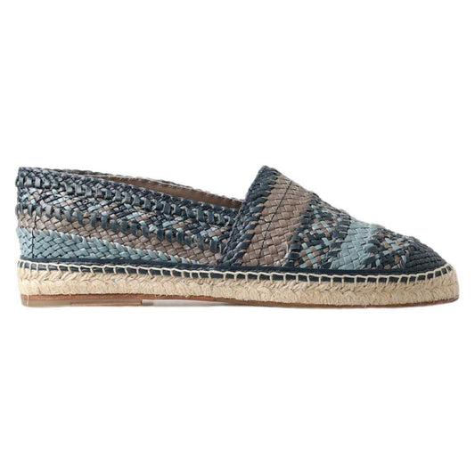 Dolce & Gabbana Blue Gray Leather Buffalo Espadrille Shoes
