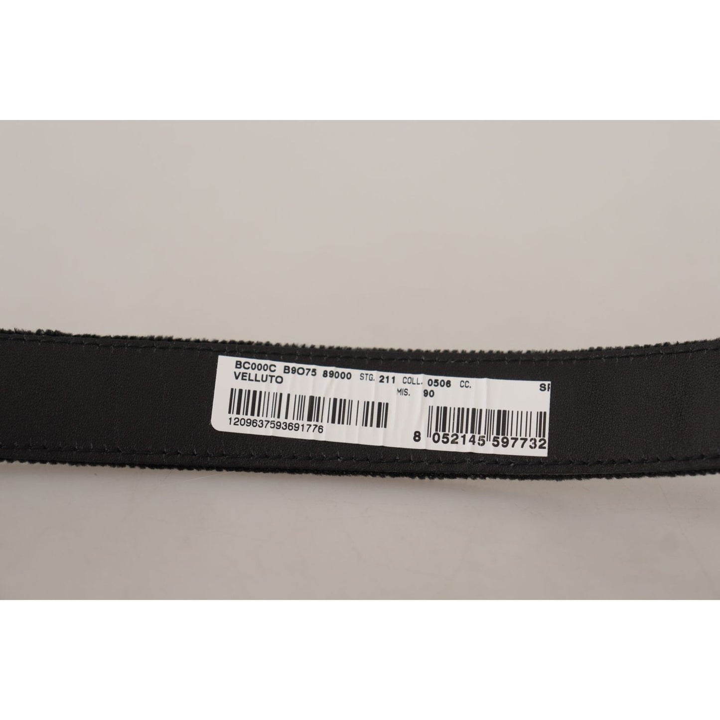 Dolce & Gabbana Black Velvet Classic Logo Engraved Metal Belt