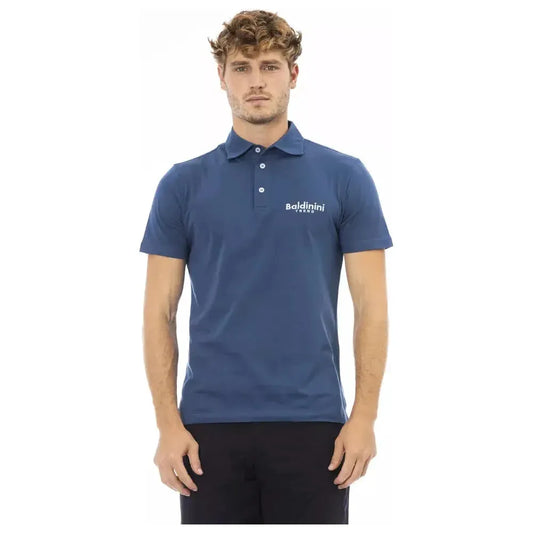 Baldinini Trend Blue Cotton Men Polo Baldinini Trend Dark Slate Blue