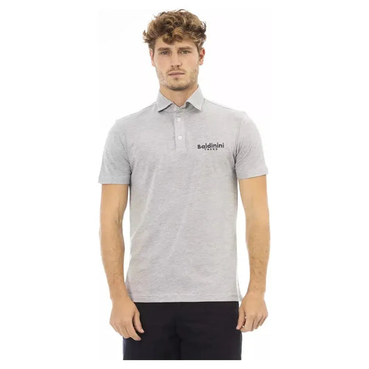 Baldinini Trend Gray Cotton Men Polo Shirt Baldinini Trend Light Gray
