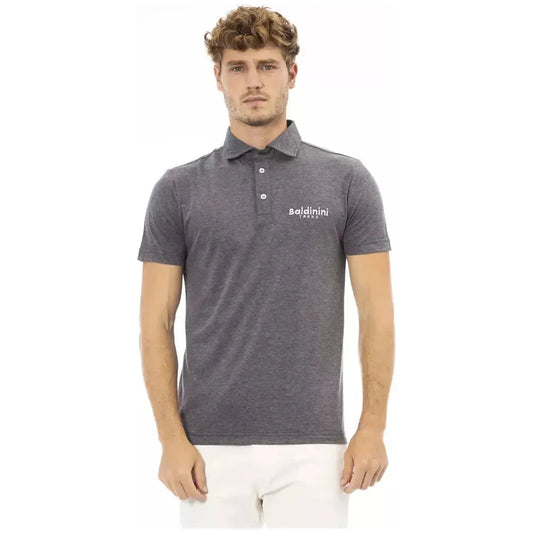 Baldinini Trend Gray Cotton Men Polo Shirt Baldinini Trend Dim Gray