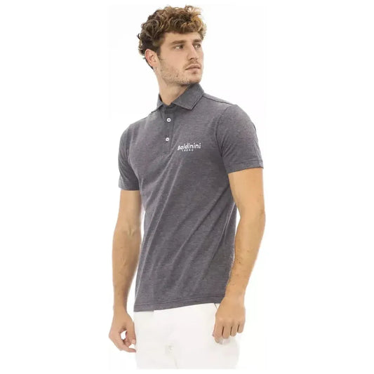 Baldinini Trend Gray Cotton Men Polo Shirt Baldinini Trend Dim Gray