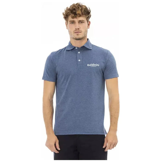 Baldinini Trend Blue Cotton Men Polo Baldinini Trend Slate Gray