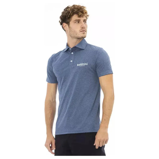 Baldinini Trend Blue Cotton Men Polo Baldinini Trend Slate Gray