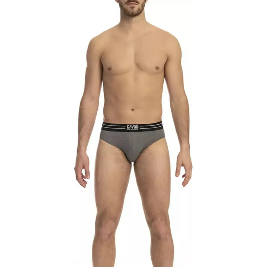 Cavalli Class Gray Cotton Men Brief Cavalli Class Rosy Brown
