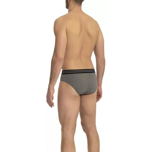 Cavalli Class Gray Cotton Men Brief Cavalli Class Rosy Brown