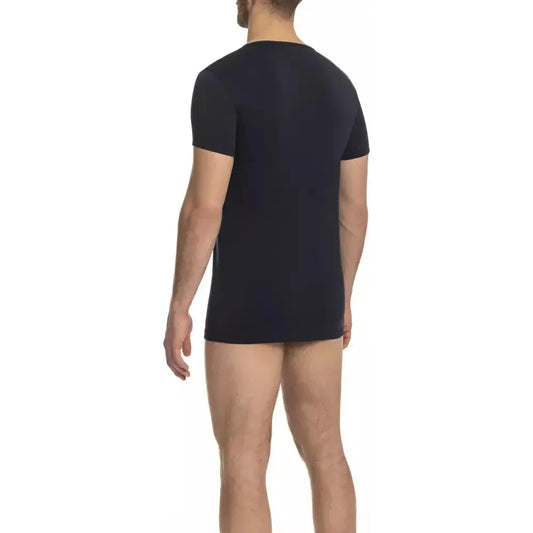 Cavalli Class Blue Cotton Men T-Shirt Cavalli Class Dark Slate Gray