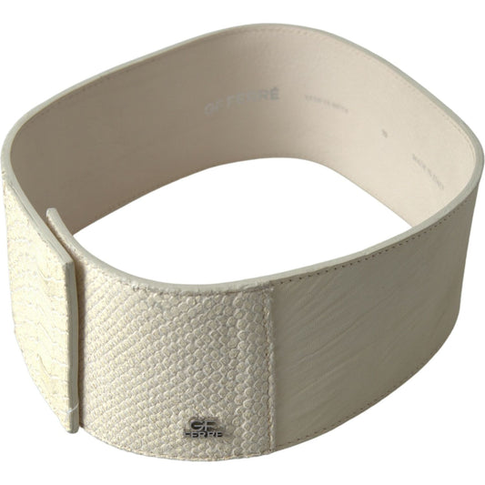 GF Ferre Chic Off White Snap Button Fashion Belt GF Ferre Slate Gray