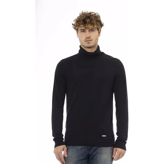 Baldinini Trend Blue Modal Men Sweater Baldinini Trend Light Gray