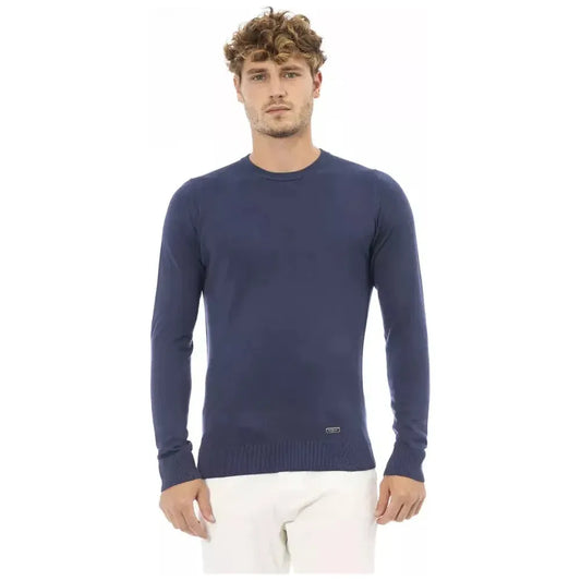 Baldinini Trend Blue Modal Men Sweater Baldinini Trend Dark Slate Gray