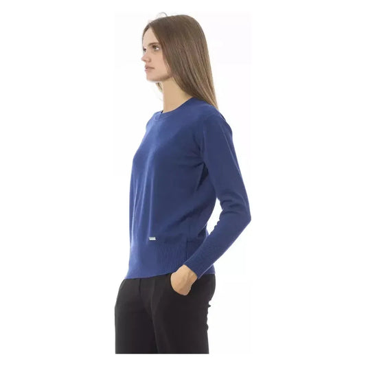 Baldinini Trend Blue Wool Women Sweater Baldinini Trend Dark Slate Gray