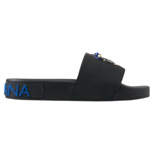 Dolce & Gabbana Black Slides Sandals Beach Saint Barth Shoes 1728,67345645728,Black,Dolce & Gabbana,EU35/US4.5,EU36/US5.5,EU37/US6.5,Flat Shoes - Women - Shoes,Flats - Shoes,Material: 100% Leather top,New with tags,rest rubber,Shoes,Slides - Flats - Shoes